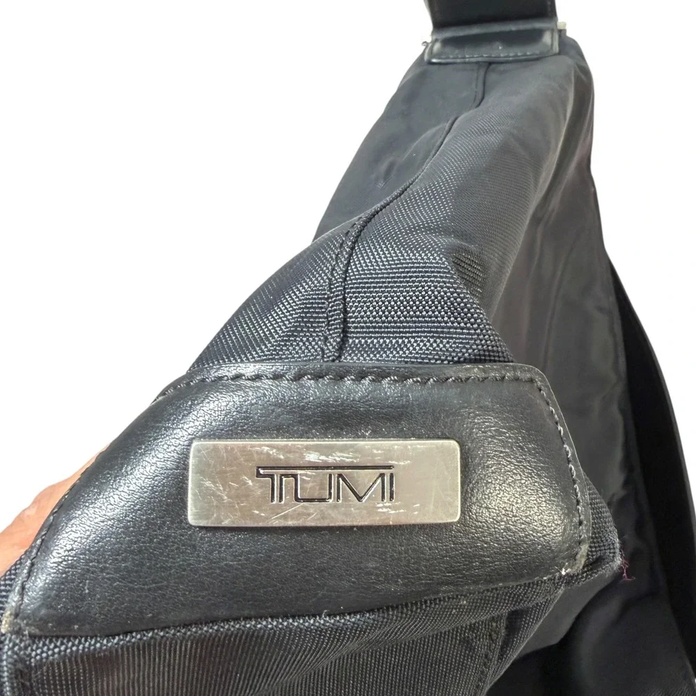 TUMI Black‎ Ballistic Nylon Leather Trim Shoulder Bag Hobo Tote Weekender Bucket
